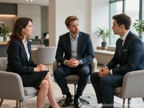 Professional Business Negotiators in Modern Office