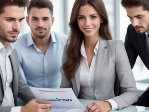 Professional Business Team Reviewing Documents in Office