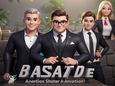 Professional Team in Business Suits with Logo Display