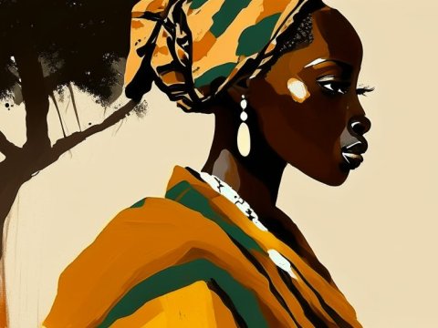Profile of African Woman in Traditional Attire