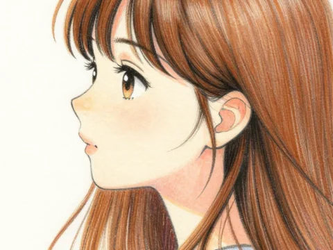 Profile Portrait of a Young Woman with Brown Hair