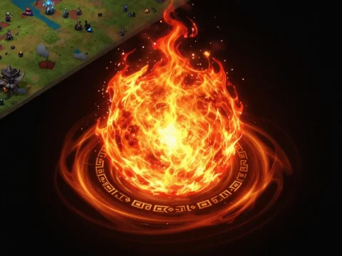 Pulsing Fireball RPG Skill Effect with Magical Circle