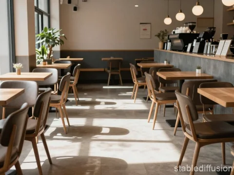 Quiet Modern Cafe Interior Before Opening