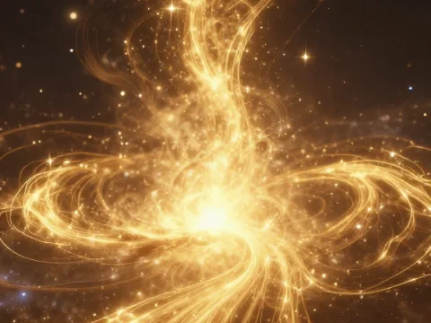 Radiant Cosmic Energy Waves in Golden Flow