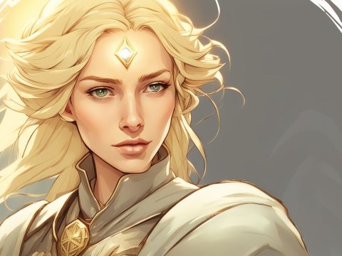 Radiant Fantasy Warrior with Glowing Forehead Gem