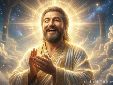 Radiant Sacred God with Halo and Golden Aura