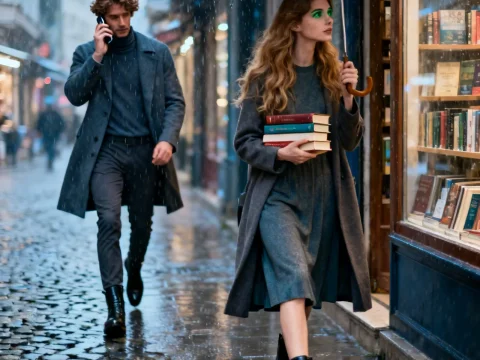 Rainy Day Bookstore Stroll in Istanbul