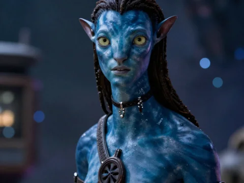 Realistic Blue Alien Character Portrait