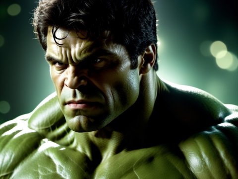 Realistic Close-Up of The Hulk with Intense Expression