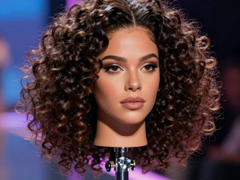 Realistic Curly Hair Beauty Mannequin Head