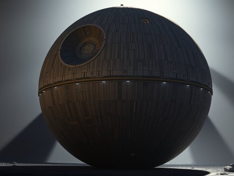 Realistic Death Star Sphere in Dark Sci-Fi Setting