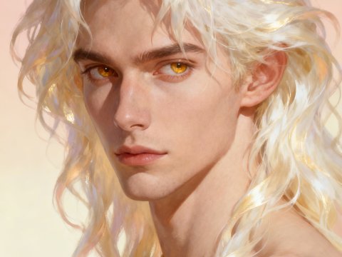 Realistic Digital Portrait of a Blonde Man with Golden Eyes