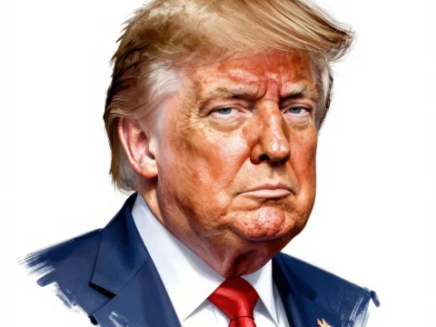 Realistic Digital Portrait of a Serious Man in Suit and Red Tie