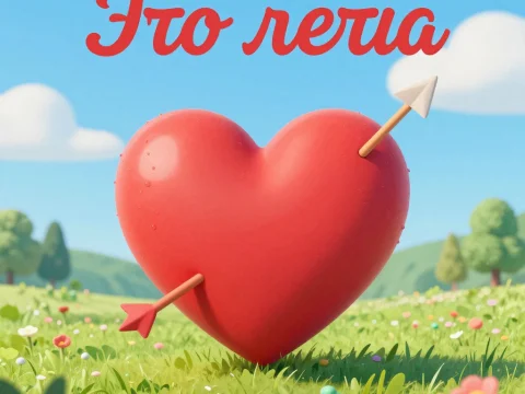 Realistic Heart with Arrow in Sunny Meadow