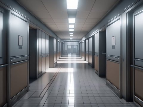 Realistic Hospital Corridor with Soft Lighting