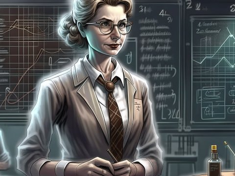 Realistic Illustration of a Female Scientist in a Laboratory