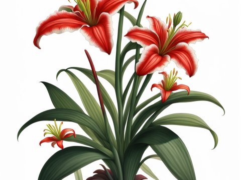 Realistic Illustration of Western Red Lily Plant
