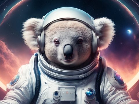 Realistic Koala Astronaut in Space Suit