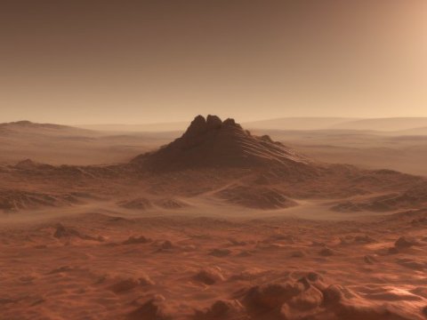Realistic Martian Landscape with Rocky Terrain