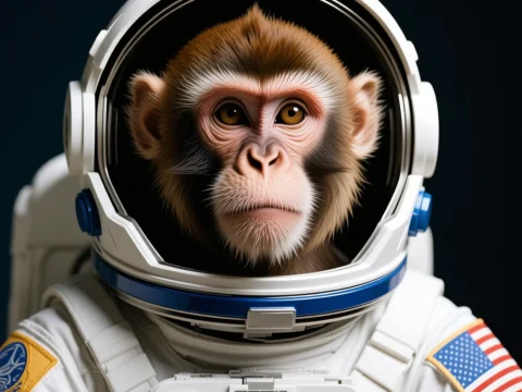 Realistic Monkey Astronaut in Space Suit