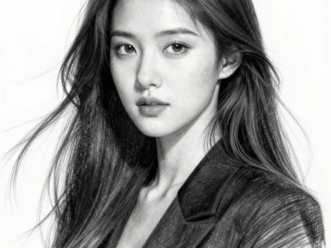 Realistic Pencil Portrait of a Young Woman