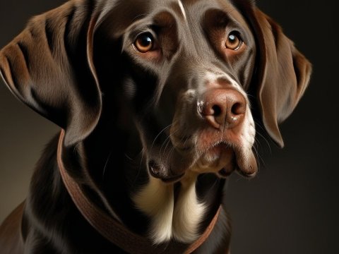 Realistic Portrait of a Chocolate Labrador Dog