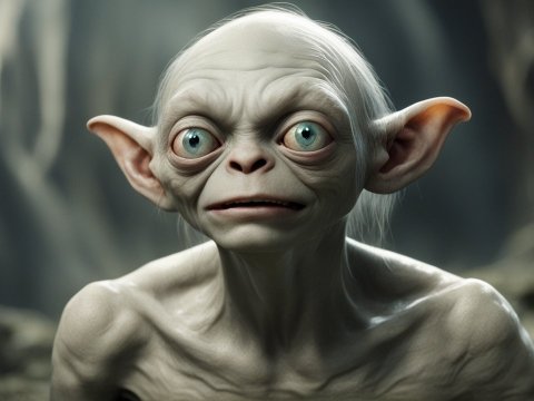 Realistic Portrait of a Fantasy Creature with Large Eyes and Ears