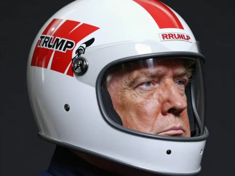 Realistic Portrait of a Man Wearing a Racing Helmet