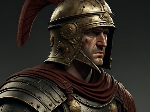 Realistic Portrait of a Roman Soldier in Armor