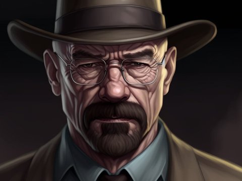 Realistic Portrait of a Serious Man in Hat and Glasses