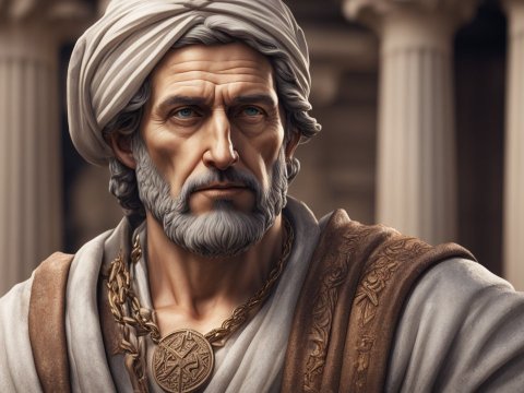 Realistic Portrait of an Ancient Philosopher in Traditional Robes