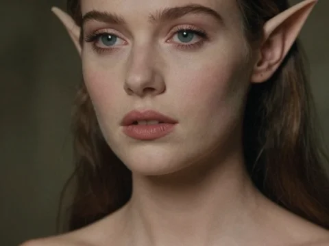 Realistic Portrait of an Elf Woman with Pointed Ears
