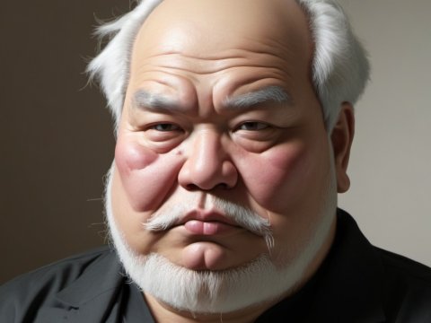 Realistic Portrait of Elderly Man with White Hair and Beard