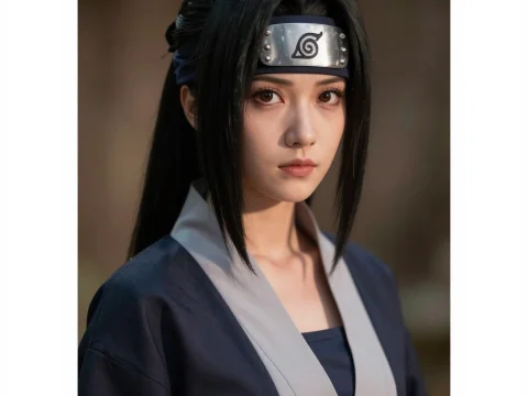 Realistic Portrait of Female Ninja Cosplayer