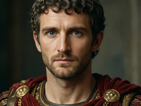 Realistic Portrait of Roman Emperor in Regal Attire