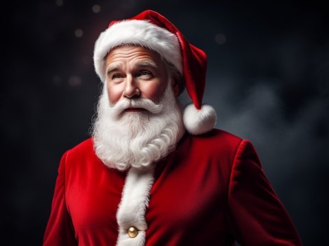 Realistic Portrait of Santa Claus in Classic Red Suit