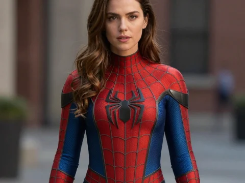 Realistic Portrait of Woman in Spider-Man Suit