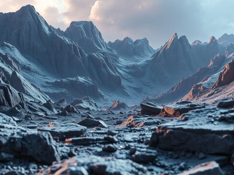 Realistic Rocky Mountain Landscape at Dawn