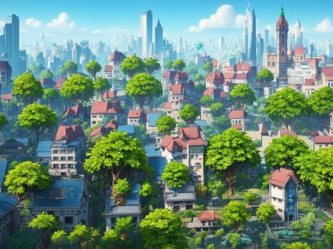 Realistic Solarpunk Mega City with Green Urban Integration