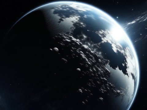 Realistic View of a White Planet from Space