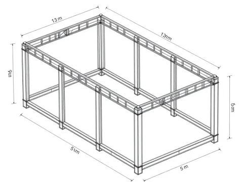Rectangular Building Frame Blueprint with Dimensions