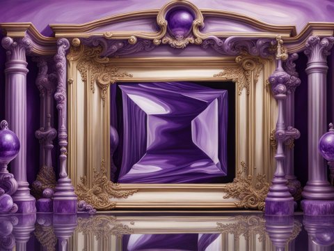 Recursive Reflections in Ornate Purple Trompe L'oeil