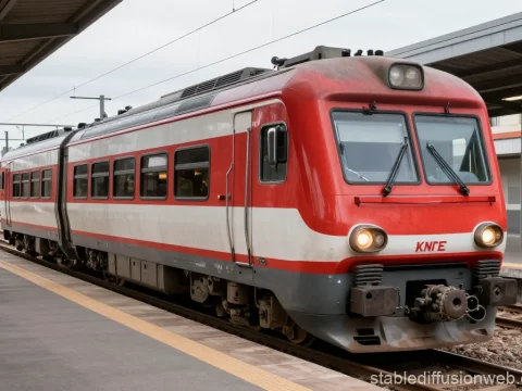 Red and White Passenger Train at Station Platform