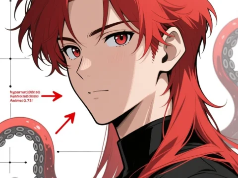 Red-Haired Anime Character with Tentacles