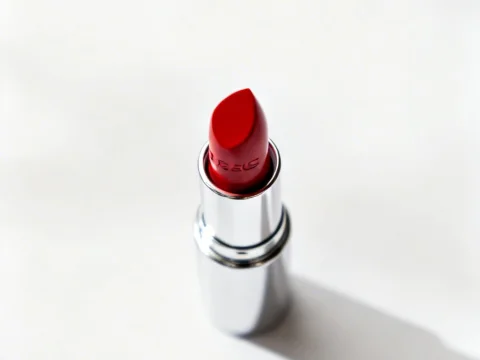 Red Lipstick on White Background