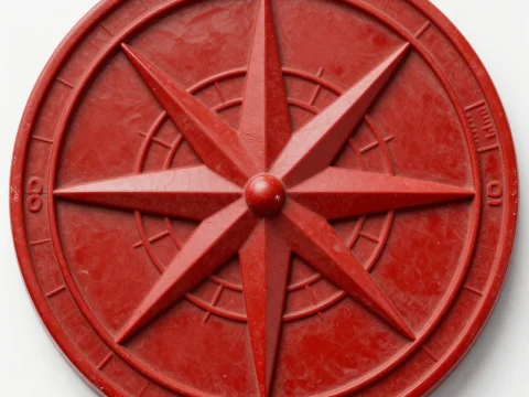 Red Marble Compass Rose Sculpture