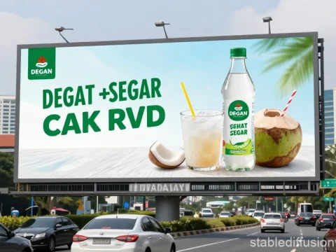 Refreshing Coconut Drink Billboard Advertisement in Urban Setting