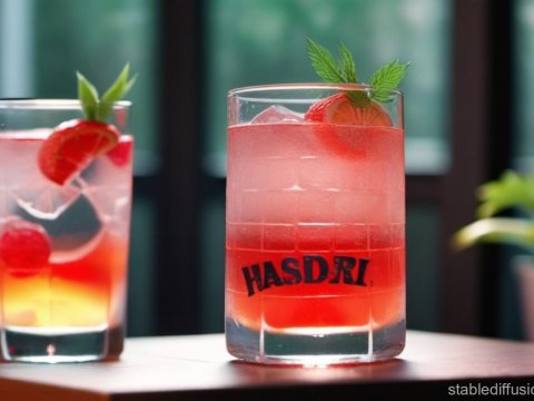 Refreshing Strawberry Cocktail with Ice and Mint Garnish