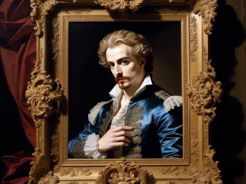 Regal 18th Century Gentleman in Ornate Frame