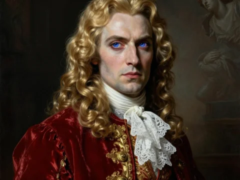 Regal 18th Century Nobleman with Striking Blue Eyes